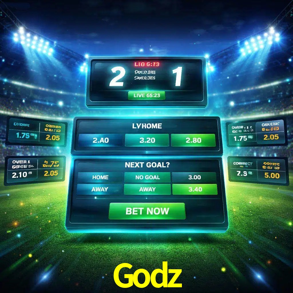 Vista de apuestas en vivo Godz durante un partido en curso