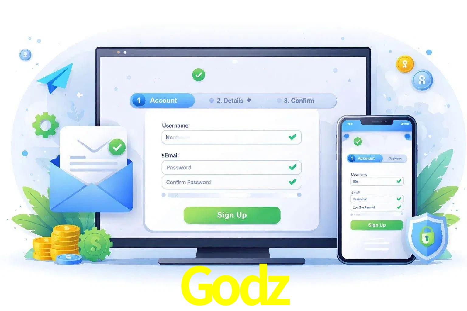 Registro de nuevo usuario y configuración de cuenta Godz